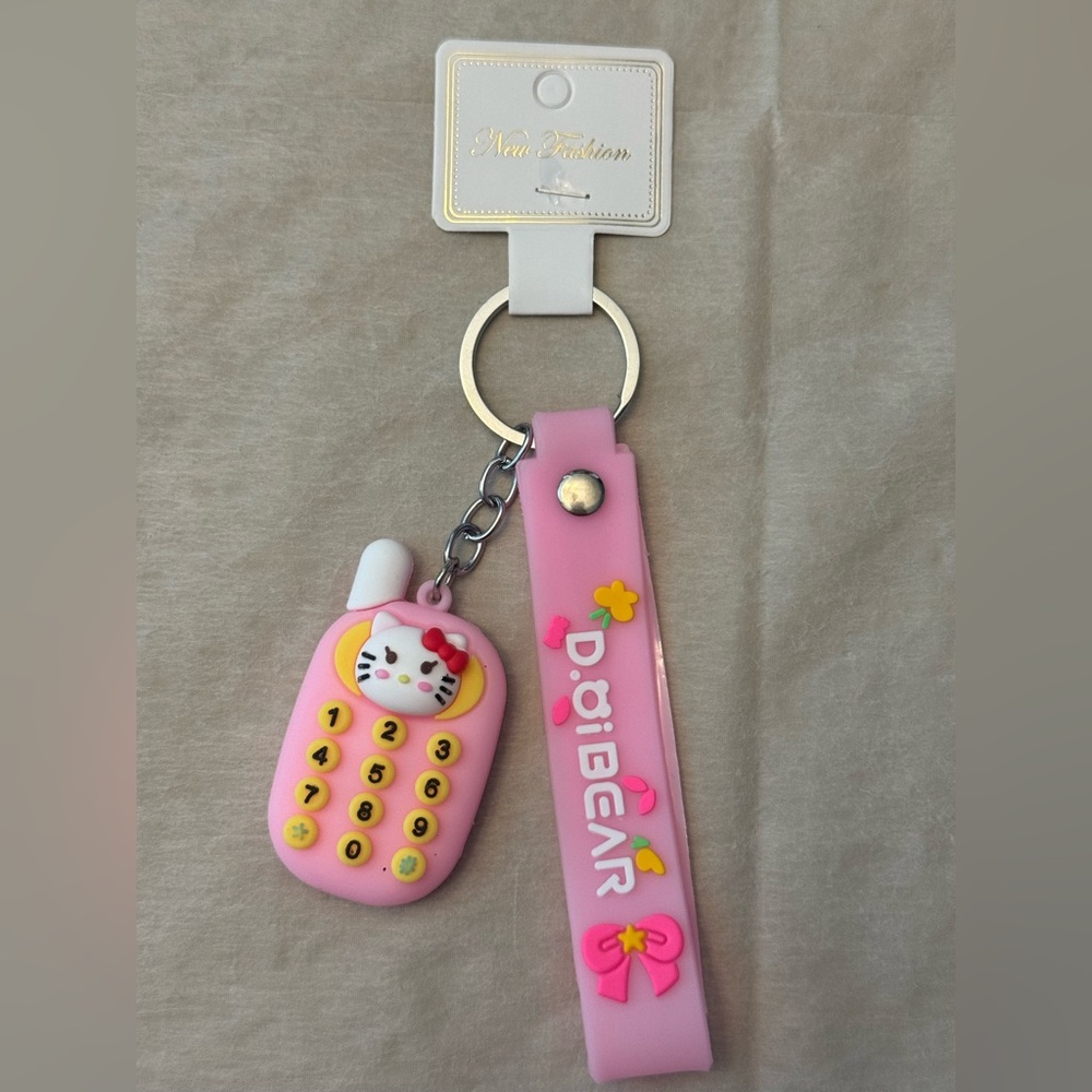 Baby Pink Hello Kitty Cell Keychain
